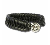 Bracelet Tressé Silberdream Noir Homme - Cuir De Vachette Tannée - La3073s