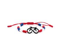 Bracelet Tressé Tissé à la Main | Rouge, Blanc, Bleu avec Pendentifs Charme | Tennis | Vélo | Foot | Tour Eiffel | Équitation, Taille unique, Acier inoxydable, Pas de gemme