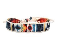 Bracelet tressé tressé à la main pour l'amitié Boho fraise fleur brodée