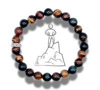 Bracelet triple œil en pierres naturelles – Œil de tigre, œil de taureau et œil de faucon – Perles 8 mm – Taille M élastique universelle
