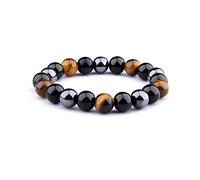 Bracelet Triple Protection Oeil de tigre, perles en hématite et obsidienne noire de l'UEUC