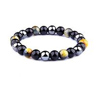 Bracelet Triple Protection Oeil de tigre, perles en hématite et obsidienne noire de l'UEUC