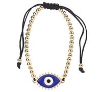 Bracelet turc, tissé main en perles dorées avec oeil turc pour hommes femmes enfants et couples ajustable pour toutes occasions