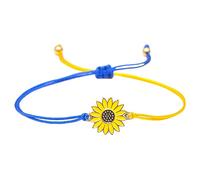 Bracelet Ukraine Drapeau Ukraine Bracelet Design Tournesol Bleu et Jaune Fil Cire Tissé Bracelet avec Boucles d'oreilles en Cascade Unité Ukrainienne pour Femme, taille unique, Huile d'égouttement en