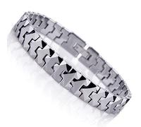Bracelet unique solide en tungstène avec des pièces de puzzle stylé pour hommes (argent, 10 mm)
