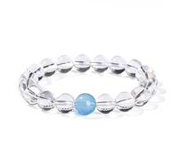 Bracelet unisexe en cristal blanc naturel et aigue-marine 7A, bijoux d'équilibrage d'énergie, pierre précieuse d'attraction de richesse, perles de 8 mm, cadeau de voyage spirituel, taille unique