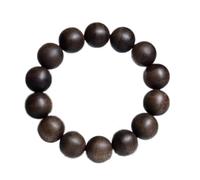 Bracelet unisexe en perles de bois d'agar naturel - 14 mm 16 perles en bois de santal Mala de prière de méditation pour homme et femme