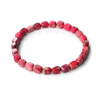 Bracelet Unisexe en Perles de Pierre Naturelle, Bracelet Élastique Carré en Pierre Rouge Empereur de 5 mm, Bohème Vintage D'Été pour Femmes et Hommes, Saint-Valentin, Anniversaire 5 mm