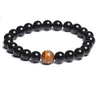 Bracelet unisexe en perles de pierre précieuse naturelle de 8 mm pour la guérison, la méditation et l'abondance - Bracelet réglable - Protection ronde et lisse - Mise à la terre et force, Free Size