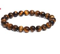 Bracelet unisexe en perles de pierre précieuse naturelle de 8 mm pour la guérison, la méditation et l'abondance - Bracelet réglable - Protection ronde et lisse - Mise à la terre et force, Free Size