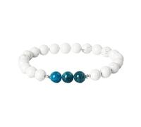 Bracelet Unisexe en Perles Extensibles Faites Main en Pierre Naturelle, 8mm, en Howlite Blanche et Apatite Bleue, Idéal pour Le Yoga, Les Fêtes D'Anniversaire Ou La Saint-Valentin.