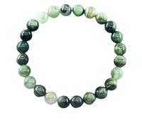 Bracelet Unisexe en Perles Naturelles Faites À La Main, Extensible et Réglable, en Pierre D'Herbe Verte, pour Femmes, Hommes et Adolescents, Idéal pour La Saint-Valentin, Un Anniversaire Ou Noël,
