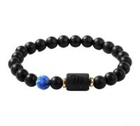 Bracelet unisexe pour constellation œil de tigre - Bijoux en pierre précieuse naturelle avec signe astrologique pour tous les 12 signes de l'horoscope - Bracelet rétro en perles (H)