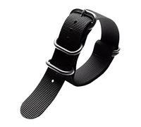 Bracelet universel , 16-26 mm for hommes Nato extérieur en toile épaisse en nylon avec boucle en acier inoxydable - Accessoires de bracelet de montre classique(Black with Green Silvery Clasp,26mm)