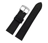 Bracelet universel, 18-24 mm en nylon, cuir véritable, épissure étanche, bracelet de montre absorbant la sueur, bracelet de rechange for cadran de montre à quartz(Black Silvery Buckle,24mm)