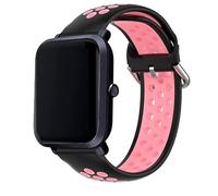Bracelet universel Amazfit Bip/GTS/Bip Lite/Huawei/Samsung/Cool Oslo Caoutchouc Noir-Rose 20 mm