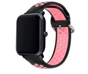 Bracelet universel Amazfit Bip/GTS/Bip Lite/Huawei/Samsung/Cool Oslo Caoutchouc Noir-Rose 20 mm
