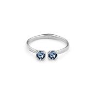 Bracelet Uno de 50 en argent sterling plaqué, rigide et ajouré, avec ressort interne et deux cristaux bleus à facettes à ses extrémités.