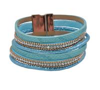 Bracelet velours de commande 6 rangs en strass blanc turquoise avec fermeture...