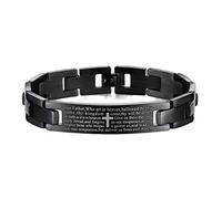 Bracelet Veret Bible Homme Croix Religieuse pour Garçons, Manchette Écriture Chrétienne, Sainte Bible, 20 cm, Acier