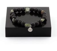 Bracelet vert en quartz rutile du Brésil + perles de lave de 8 mm