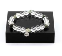 Bracelet vert en quartz rutile du Brésil + perles de quartz de 8 mm