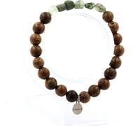 Bracelet vert en quartz rutile du Brésil + perles en bois de 8 mm