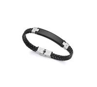 Bracelet - Viceroy Magnum 1485P01010 - Acier Ip noir - Cuir tressé noir - Longueur 21,5 cm