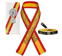 Bracelet Vierge du Pilar - Bracelet original de la Vierge du Pilar de 40 cm avec impression de 36,5 cm - Design traditionnel en soie réglable - Symbole de foi et de dévotion - Bracelet Espagne femme