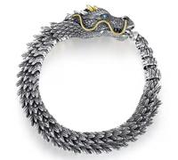 Bracelet Viking en Argent 925 avec Dragon et Serpent pour Homme - 22 cm - Bracelet Dragon