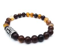 Bracelet viking Futhark en pierre précieuse (18/21 cm, femme/homme) dans une boîte cadeau | Protection du bonheur et de l'énergie, 21 cm Innenumfang, pierre précieuse, acier inoxydable