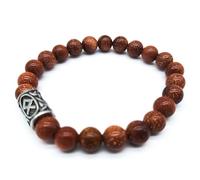 Bracelet viking Futhark en pierre précieuse (18/21 cm, femme/homme) dans une boîte cadeau | Protection du bonheur et de l'énergie, 21 cm Innenumfang, pierres précieuses, acier inoxydable