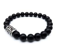 Bracelet viking Futhark en pierre précieuse (18/21 cm, femme/homme) dans une boîte cadeau | Protection du bonheur et de l'énergie, 18 cm