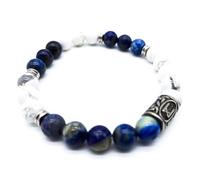 Bracelet viking Futhark en pierre précieuse (18/21 cm, femme/homme) dans une boîte cadeau | Protection du bonheur et de l'énergie, 18 cm Innenumfang
