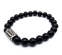 Bracelet viking Futhark en pierre précieuse (18/21 cm, femme/homme) dans une boîte cadeau | Protection du bonheur et de l'énergie, 21 cm Innenumfang, pierres précieuses, acier inoxydable