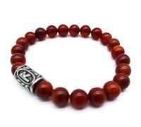 Bracelet viking Futhark en pierre précieuse (18/21 cm, femme/homme) dans une boîte cadeau | Protection du bonheur et de l'énergie, 18 cm Innenumfang, pierres précieuses, acier inoxydable