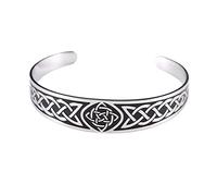 Bracelet viking nordique pour homme - Bracelet manchette avec nœud celtique - En acier inoxydable - Rune - Amulette celtique païenne - Cadeau pour homme et femme, Sans pierre précieuse