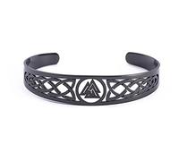 Bracelet viking nordique pour homme - Bracelet manchette avec nœud celtique - En acier inoxydable - Rune - Amulette celtique païenne - Cadeau pour homme et femme, Sans pierre précieuse