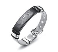 Bracelet vintage avec croix de la Bible pour homme - Verset de la Bible - Citation chrétienne classique - Bijoux pour homme