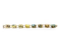 Bracelet vintage égyptien, maillons émaillés avec monuments, doré, 21 cm