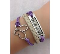 Bracelet - Violet - Papillon - Hope - Simili - Cuir - 16 cm