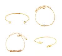Bracelet Wrap Set Mode alliage feuilles manchette réglable Bracelet Bracelet empilable pour les femmes filles couleur or 4 PCS Portable et utileLa mode