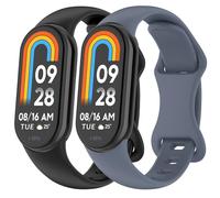 Bracelet Xiaomi Mi Smart Band 8/Mi Band 9/Mi Band 10, 2 pièces bracelets en silicone souple pour Mi Band 8/Mi 9/Mi 10 Bracelet, bouton de fermeture unique
