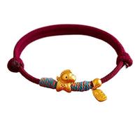 Bracelet « Year of the Horse », bracelet réglable avec breloque animale, bijou tressé pour le Nouvel An chinois porte-bonheur et breloque cheval rouge pour homme et femme, taille unique, Zinc, Pas de