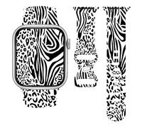 Bracelet Zebra pour iWatch 42 mm, 44 mm, 45 mm, 49 mm, imprimé léopard guépard - Bracelet réglable en silicone souple - Compatible avec Apple Watch - Accessoires de rechange cadeaux pour séries 9, 8,