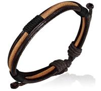 Bracelet ZENSE - ZB0016-EPC - Homme - Cuir et cordes marron et beige - Casual - 17 cm à 26 cm (ajustable)