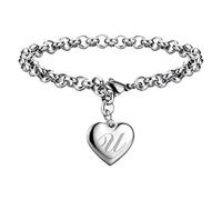 Bracelets à breloques initiales pour bracelets à breloques en forme de cœur en acier inoxydable pour femmes, bracelet à 26 lettres de l'alphabet, bijoux pour adolescentes, filles, hommes, montres