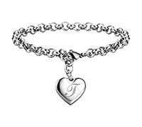 Bracelets à breloques initiales pour bracelets à breloques en forme de cœur en acier inoxydable pour femmes, bracelet à 26 lettres de l'alphabet, bijoux pour adolescentes, filles, hommes, montres