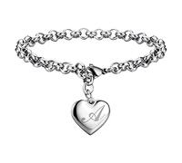 Bracelets à breloques initiales pour bracelets à breloques en forme de cœur en acier inoxydable pour femmes, bracelet à 26 lettres de l'alphabet, bijoux pour adolescentes, filles, hommes, montres