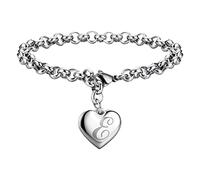 Bracelets à breloques initiales pour bracelets à breloques en forme de cœur en acier inoxydable pour femmes, bracelet à 26 lettres de l'alphabet, bijoux pour adolescentes, filles, hommes, montres
